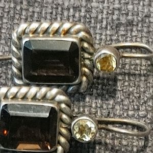 Sterling silver with smoky topaz and diamond